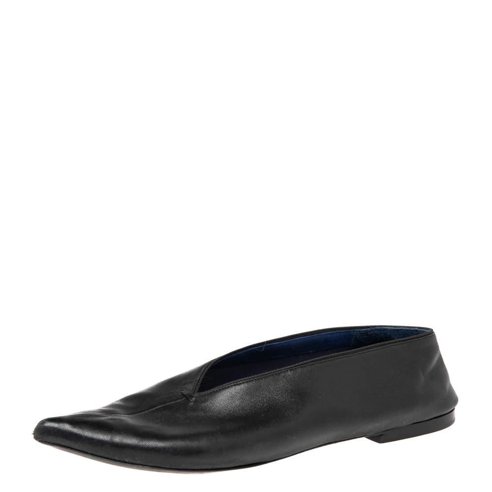 Celine Black Leather V Neck Pointed Toe Flats Size 35商品第1张图片规格展示