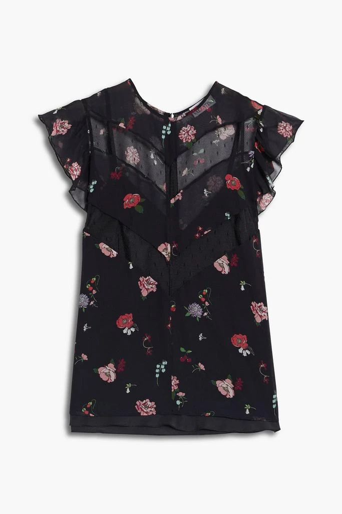商品RED Valentino|Point d'esprit-paneled floral-print chiffon blouse,价格¥1604,第3张图片详细描述