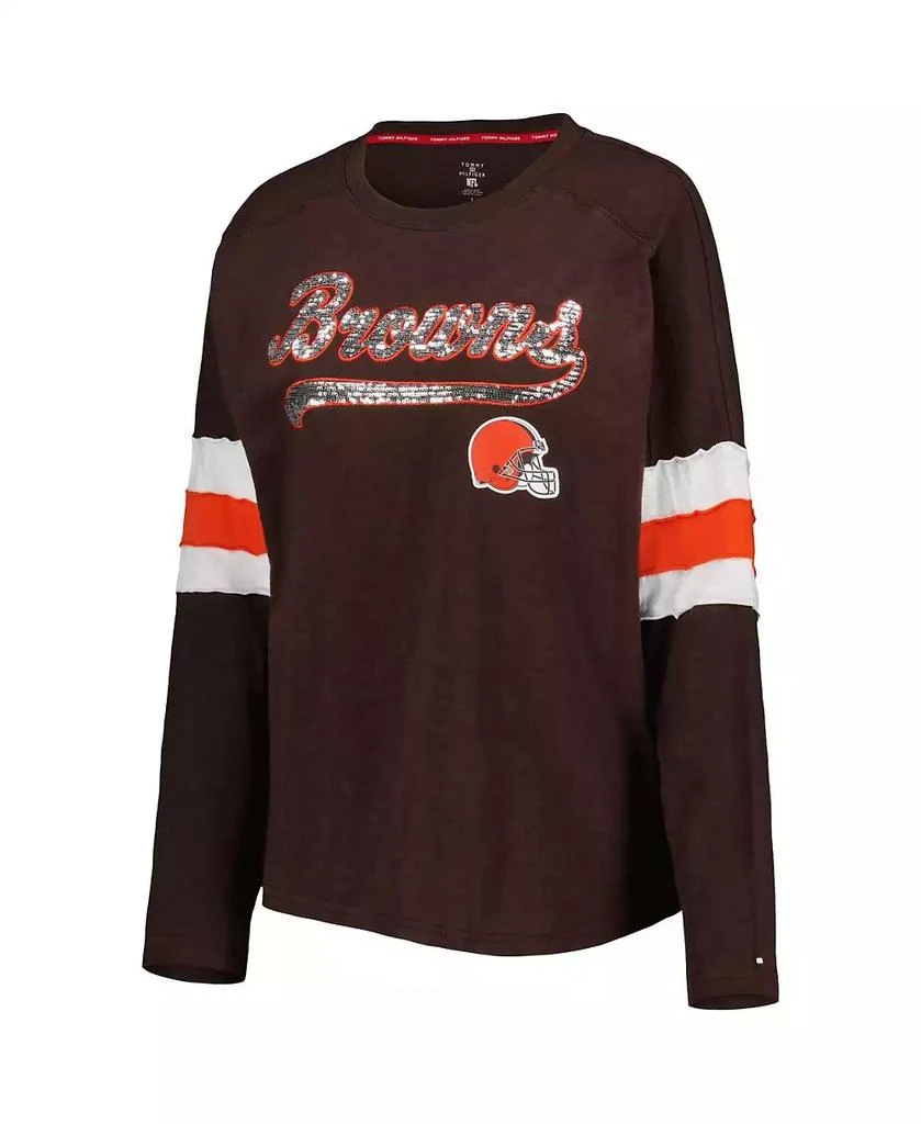 商品Tommy Hilfiger|Women's Brown Cleveland Browns Justine Long Sleeve Tunic T-shirt,价格¥421,第4张图片详细描述