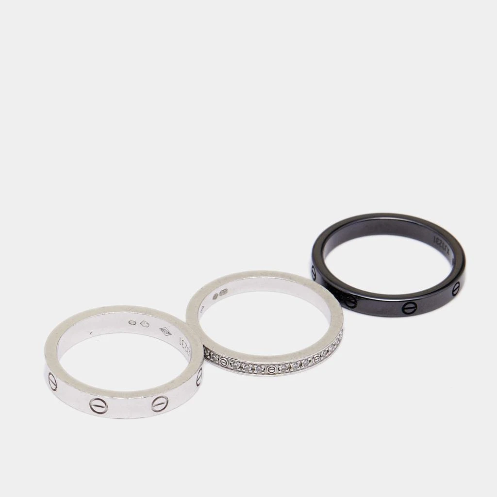 商品[二手商品] Cartier|Cartier Love Diamond Ceramic 18K White Gold Set of 3 Band Ring Size 49,价格¥22218,第2张图片详细描述