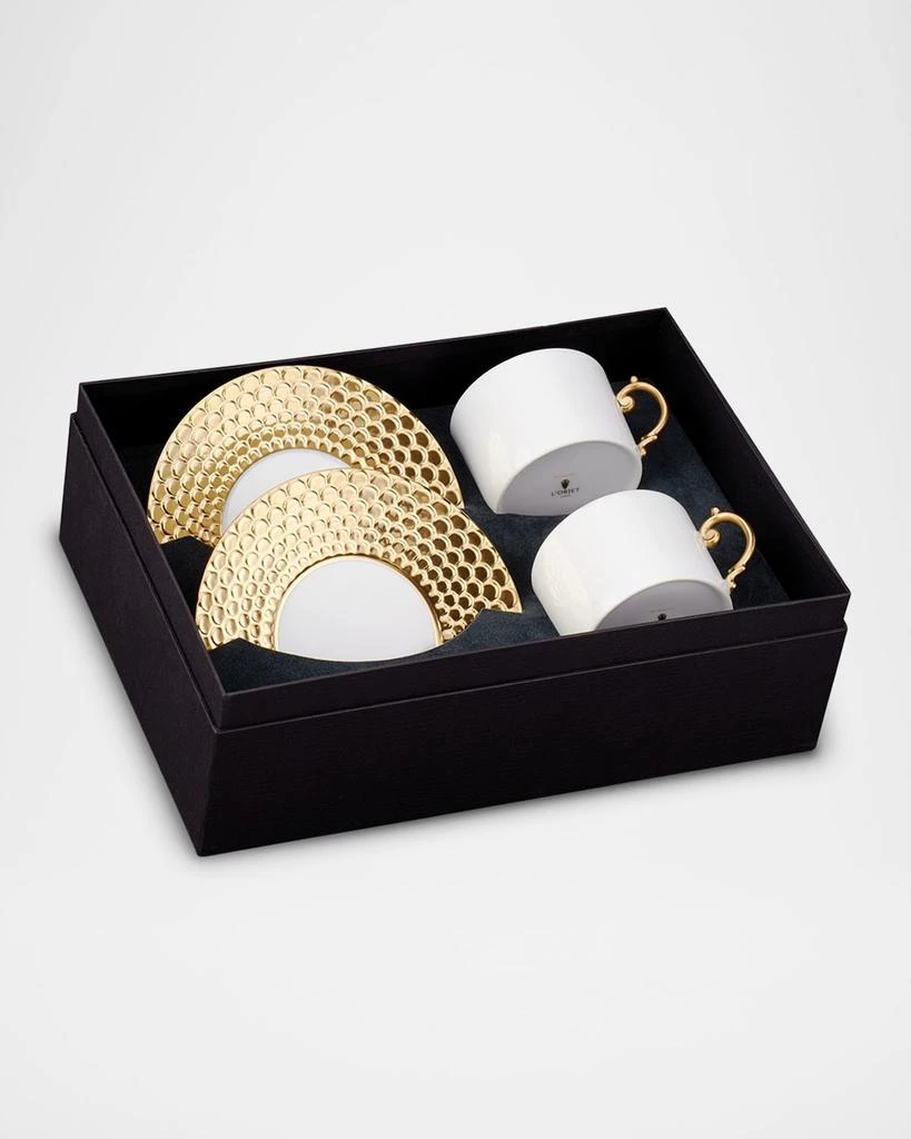 商品L'Objet|Aegean 24K Gold Tea Cups & Saucers, Set of 2,价格¥4342,第1张图片