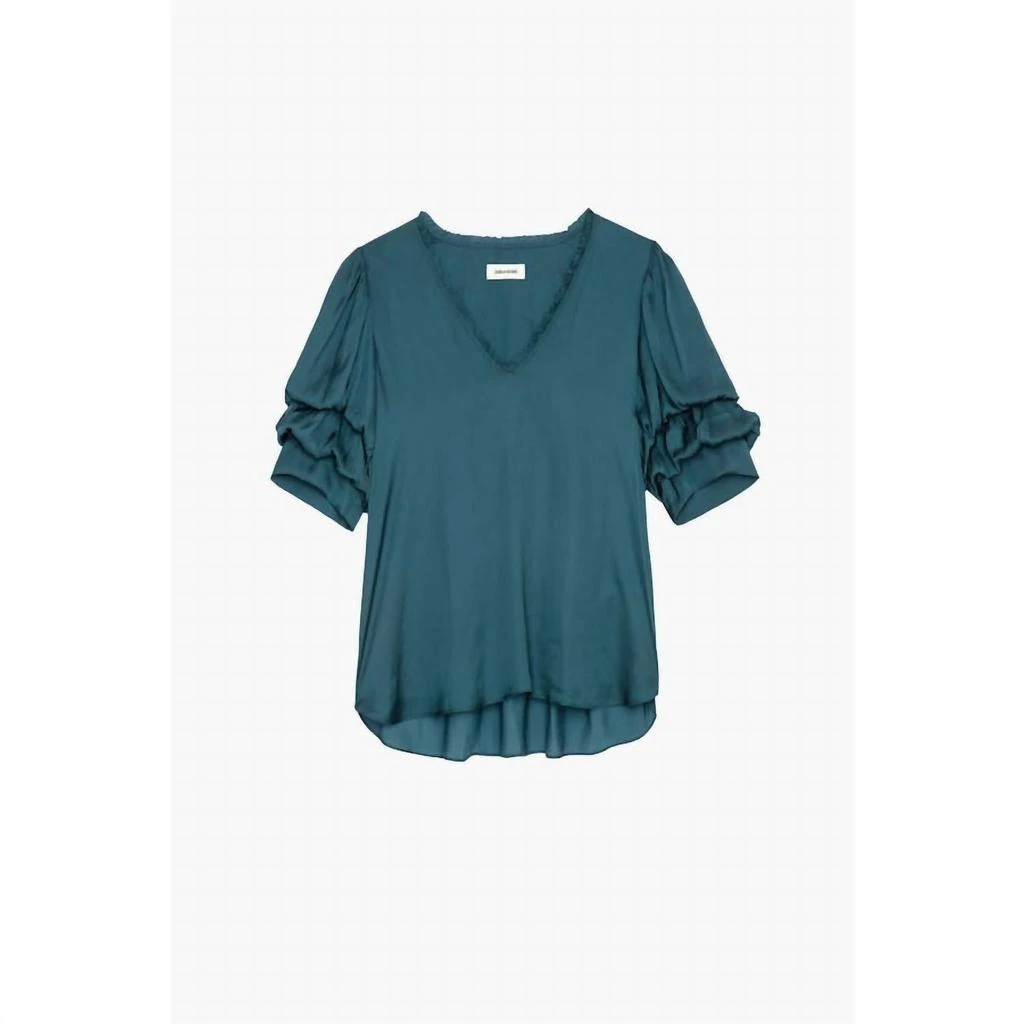 商品Zadig&Voltaire|Taste Satin Top in Peacock,价格¥1663,第5张图片详细描述