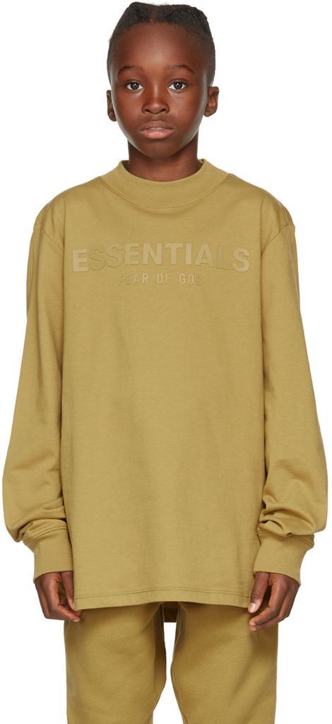商品Essentials|Kids Khaki Logo Long Sleeve T-Shirt,价格¥320,第4张图片详细描述