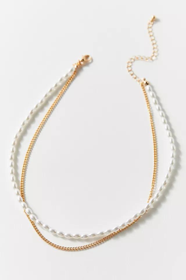 商品Urban Outfitters|Pearl And Chain Layered Choker Necklace,价格¥74,第5张图片详细描述