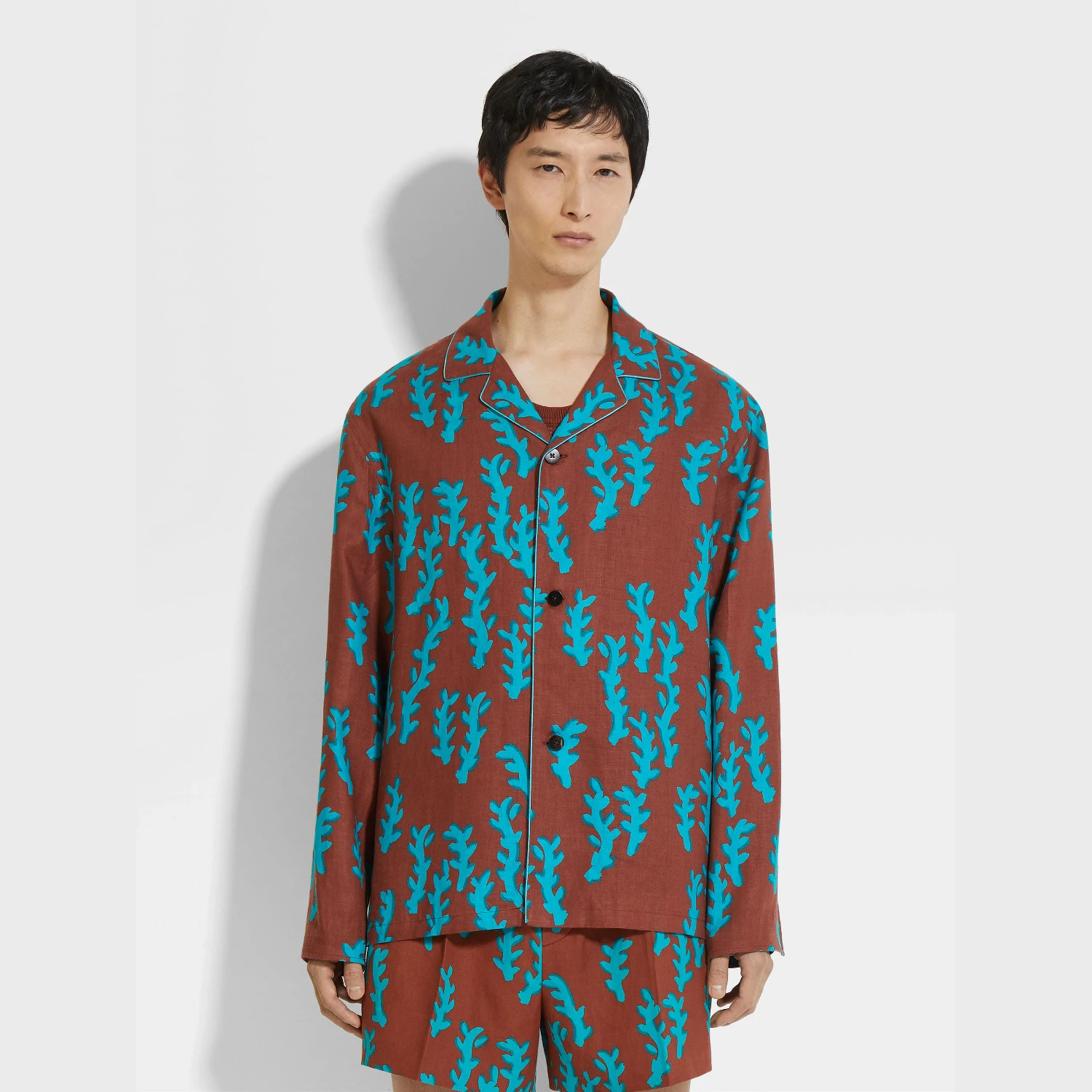 【预售】 杰尼亚 25春夏 男士 长袖衬衫 Red Linen Shirt NPC50-009-619  商品