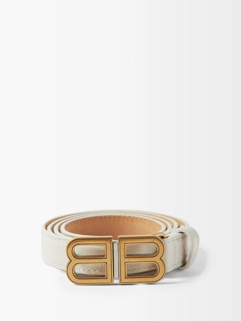 商品Balenciaga|BB-logo crocodile-effect leather belt,价格¥3166,第1张图片