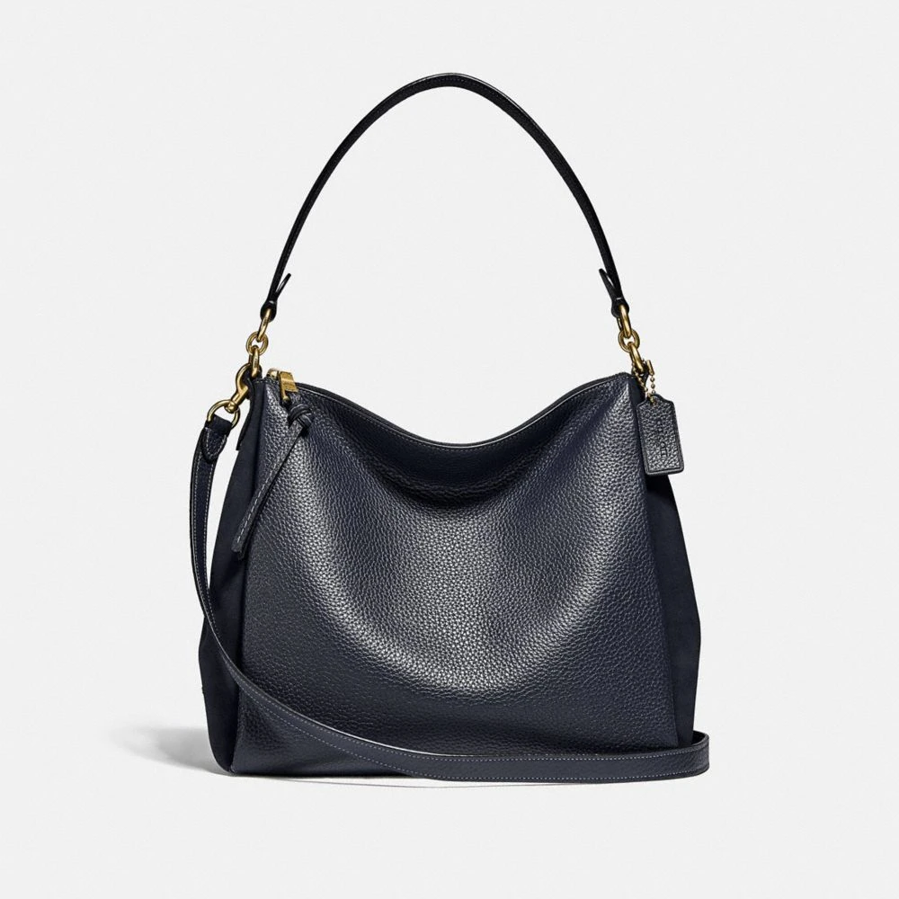 商品[国内直发] Coach|蔻驰女包奢侈品 女士专柜款藏青色荔枝皮手提单肩斜挎包礼物送女友大号 4609 B4BHP,价格¥2066,第1张图片