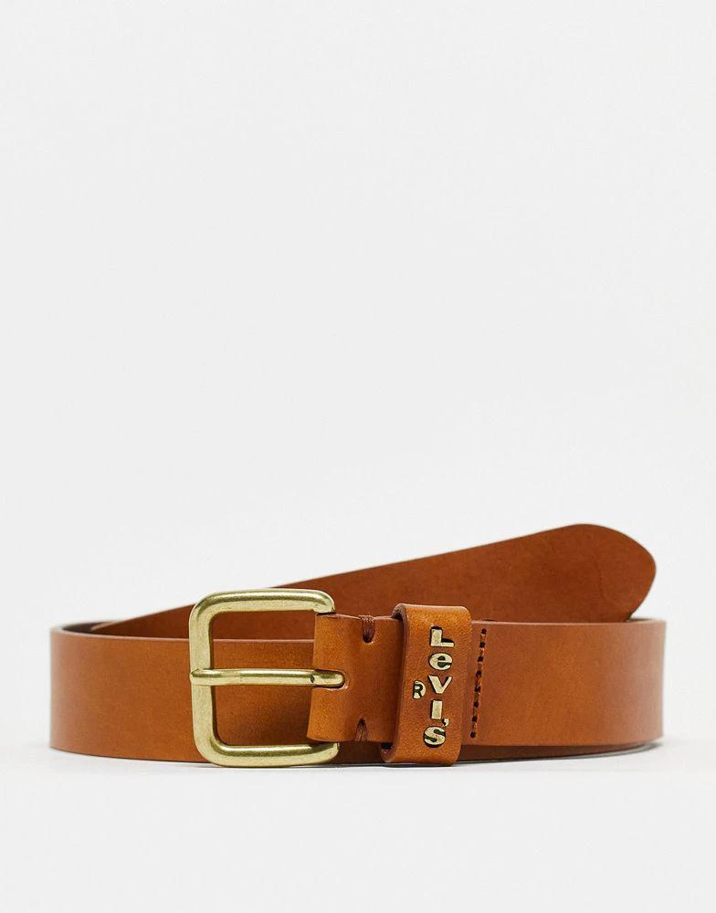 商品Levi's|Levi's leather logo belt in tan,价格¥362,第1张图片