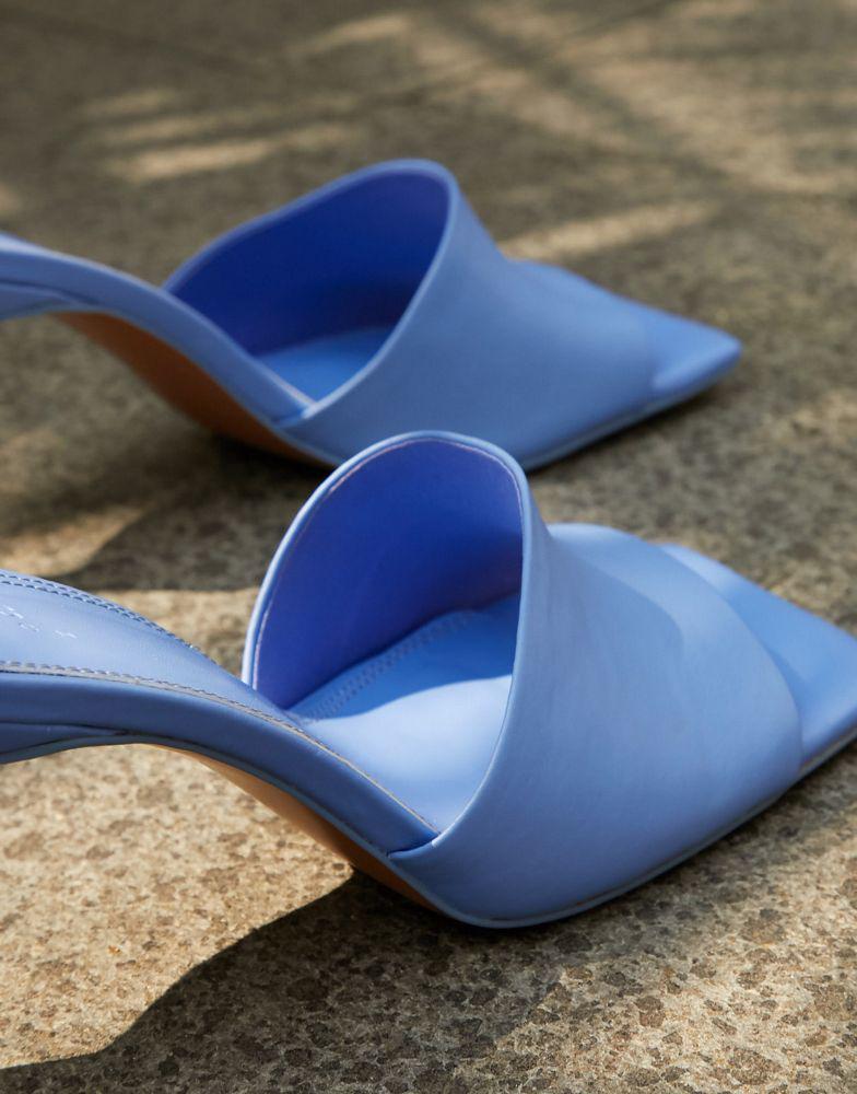 ASOS DESIGN Wide Fit Hattie mid-heeled mule sandals in blue商品第3张图片规格展示