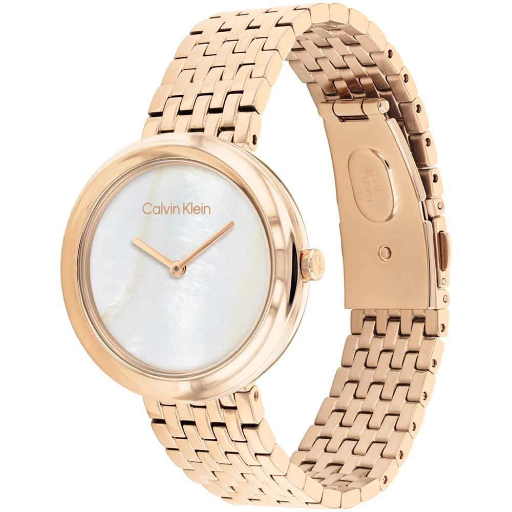 商品Calvin Klein|Women's 2H Quartz Carnation Gold-Tone Stainless Steel Bracelet Watch 34mm,价格¥1426,第2张图片详细描述