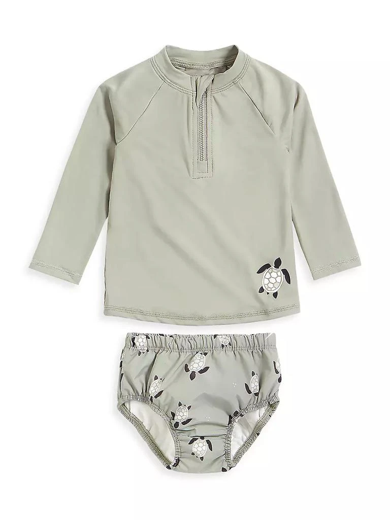 商品Petit Lem|Baby Boy's 2-Piece Rashguard Top & Turtle Swim Diaper Set,价格¥282,第1张图片