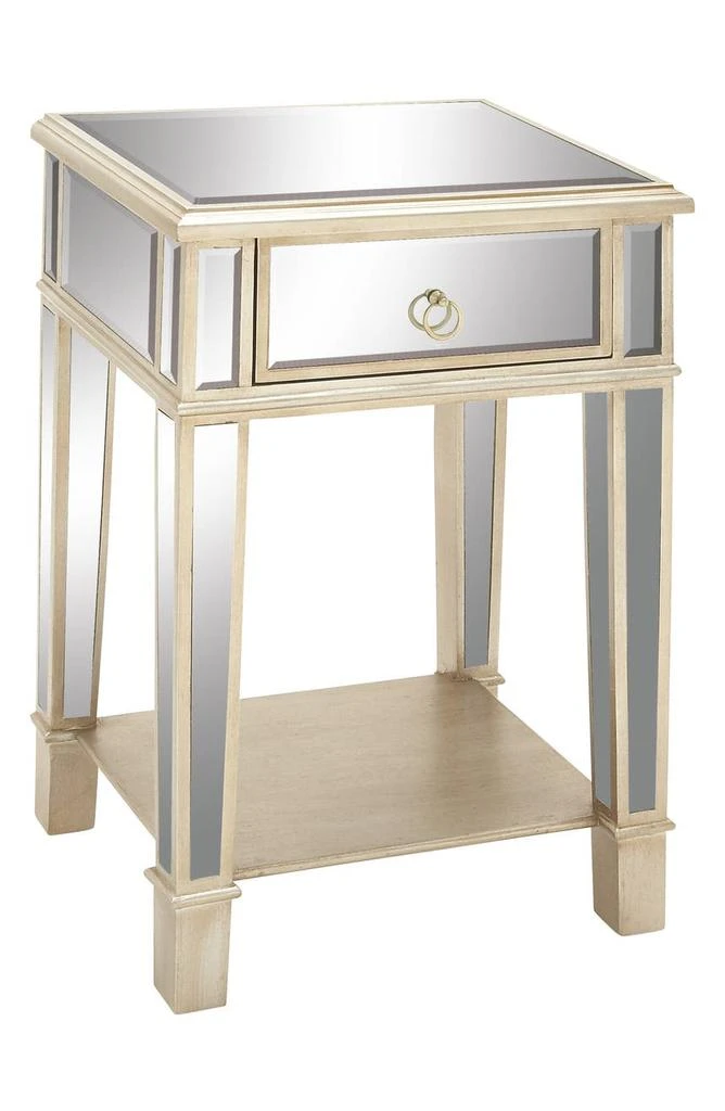 商品VIVIAN LUNE HOME|Beige Wood Mirrored 1 Shelf Accent Table,价格¥2017,第1张图片