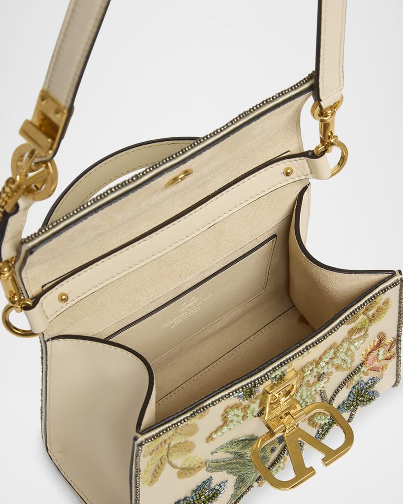 Valentino VSLING Mini Flower Bird Beaded Satin Top-Handle