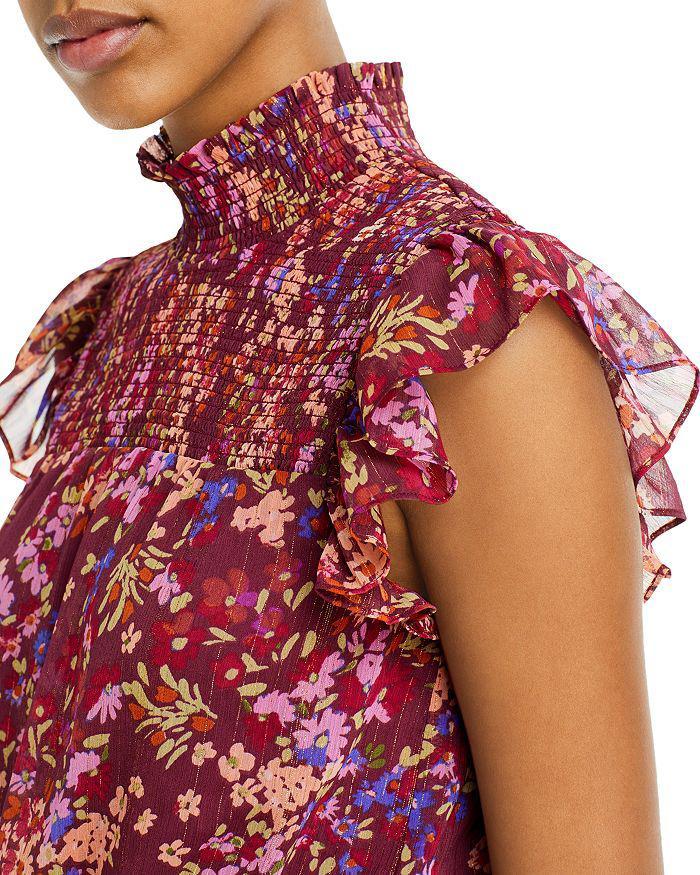 商品AQUA|Floral Print Smocked Midi Dress - 100% Exclusive,价格¥635,第7张图片详细描述