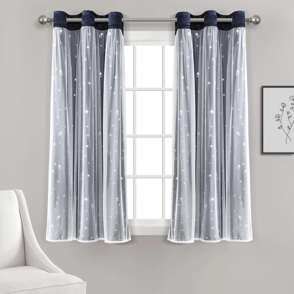 商品Lush Decor|Star Sheer Insulated Grommet Blackout Curtain Panel Set,价格¥456,第2张图片详细描述