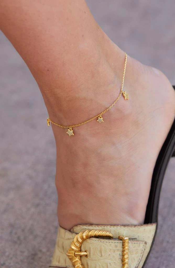 商品Savvy Cie Jewels|18K Gold Plated Star Charm Anklet,价格¥250,第2张图片详细描述