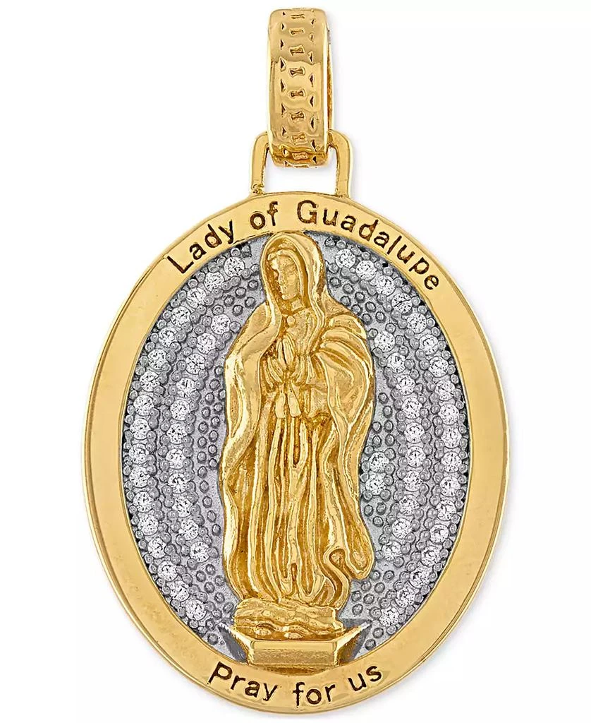 商品Esquire Men's Jewelry|Cubic Zirconia Our Lady of Guadalupe Amulet Pendant in Sterling Silver & 14k Gold-Plate, Created for Macy's,价格¥827,第1张图片
