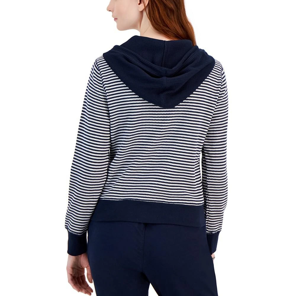 商品Tommy Hilfiger|Women's Striped Long-Sleeve Waffle-Knit Hoodie,价格¥360,第2张图片详细描述