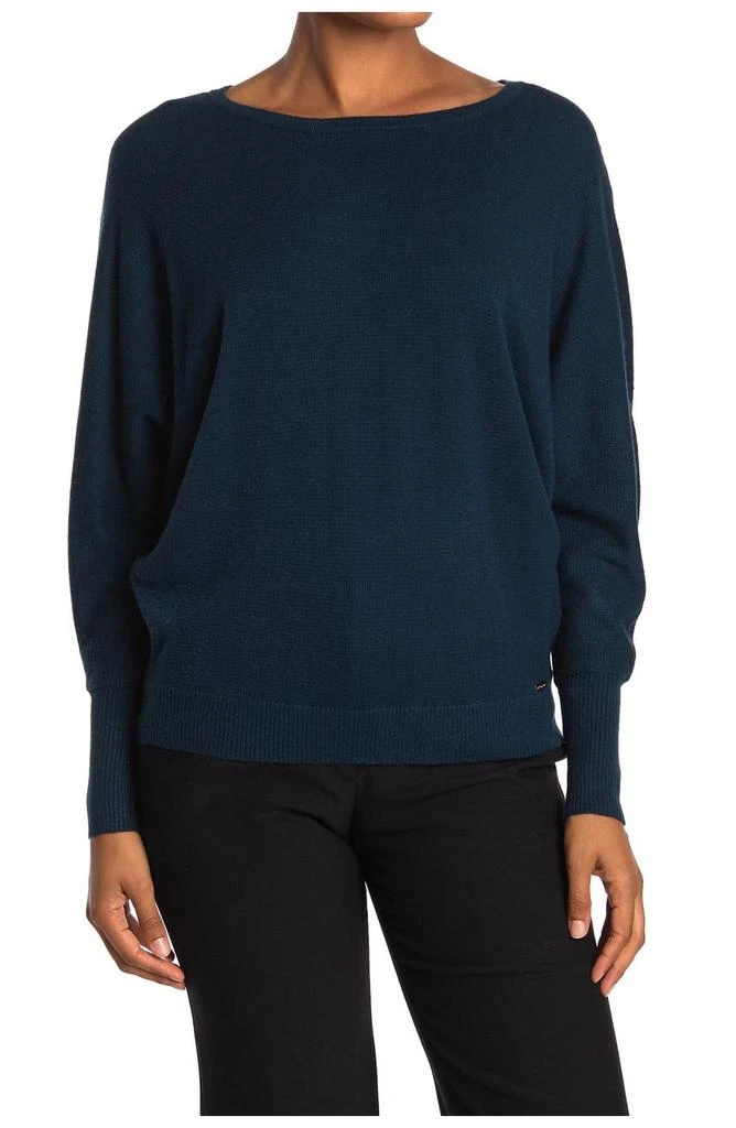 商品Tahari|Textured Boatneck Long Sleeve Top,价格¥142,第1张图片