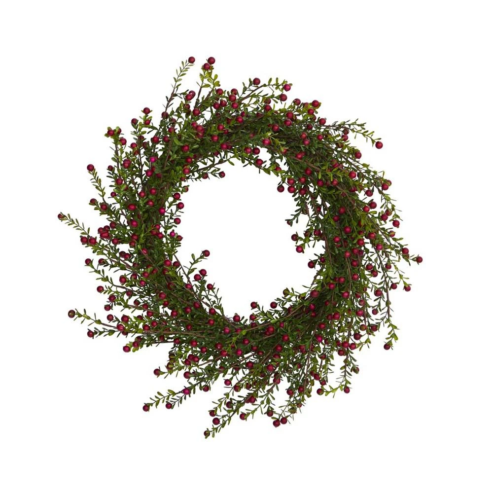 商品NEARLY NATURAL|Boxwood and Berries Artificial Wreath,价格¥655,第1张图片