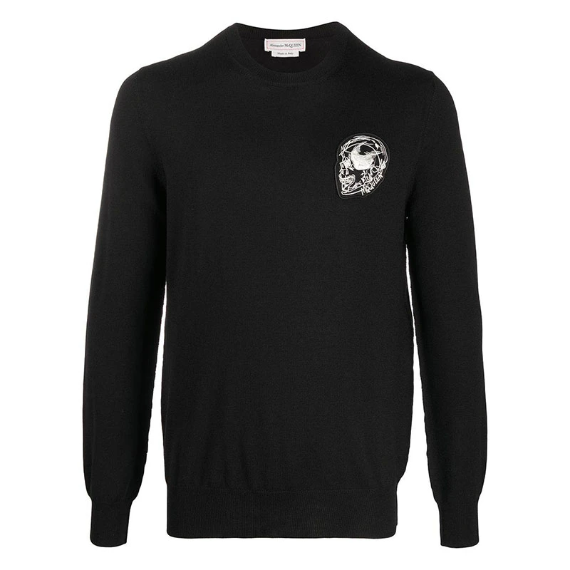 商品Alexander McQueen|ALEXANDER MCQUEEN 亚历山大·麦昆 男士黑色针织衫/毛衣 632872-Q1XAP-1192,价格¥2993,第1张图片