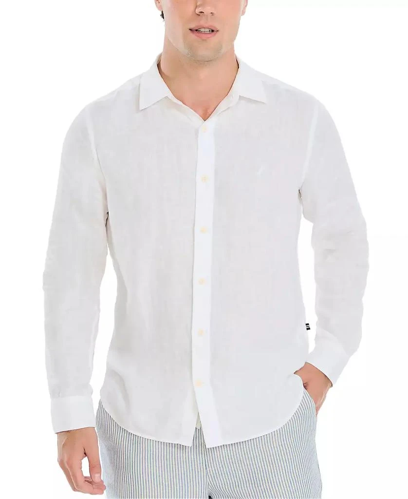 商品Nautica|Men's Classic-Fit Long-Sleeve Button-Up Solid Linen Shirt,价格¥657,第1张图片