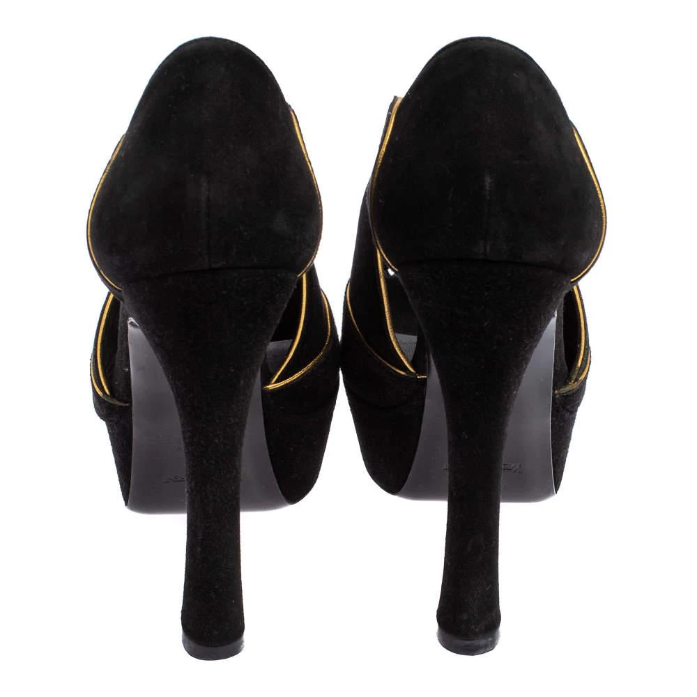 商品[二手商品] Yves Saint Laurent|Yves Saint Laurent Black Cut Out Suede Palais Peep Toe Platform Pumps Size 36,价格¥1376,第5张图片详细描述