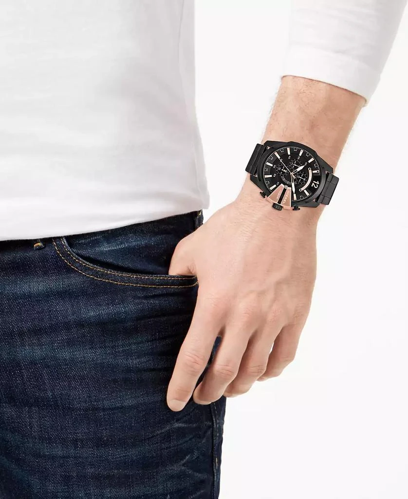商品Diesel|Men's Chronograph Mega Chief Black Stainless Steel Bracelet Watch 51x59mm,价格¥1538,第2张图片详细描述