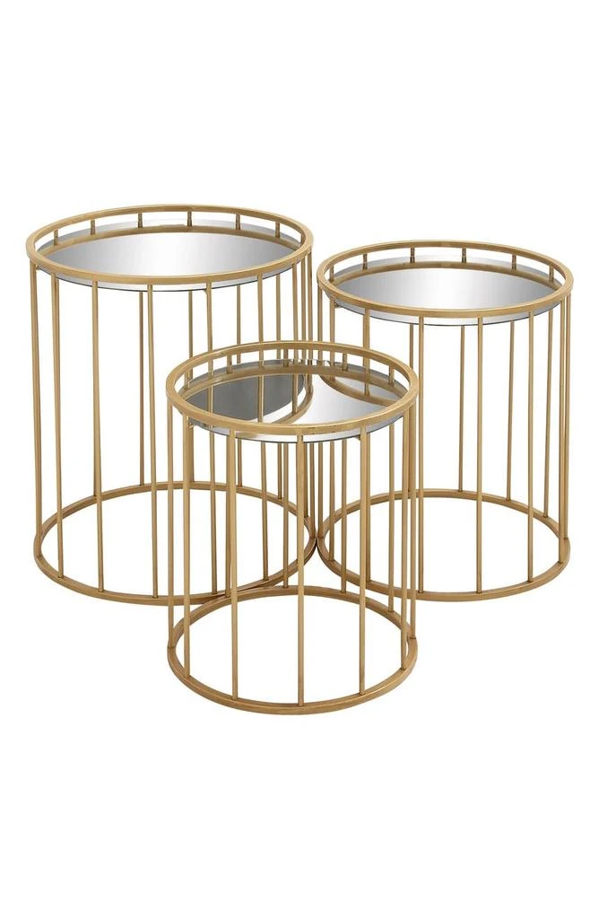 商品VIVIAN LUNE HOME|Goldtone Metal Contemporary Accent Table with Mirrored Glass Top - Set of 3,价格¥1849,第1张图片