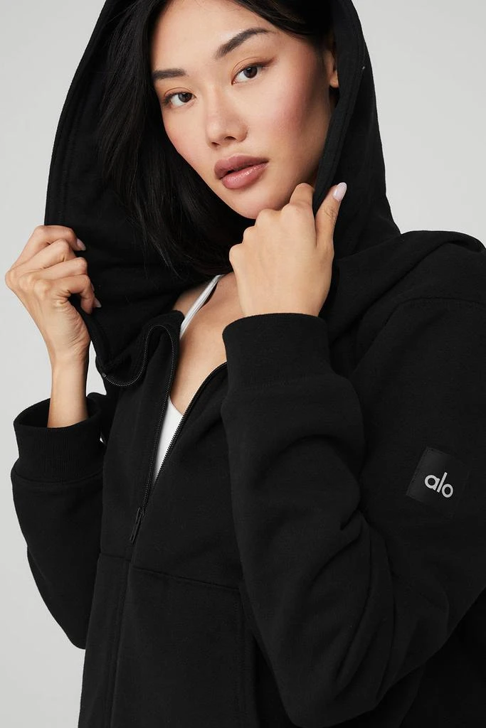 商品Alo|Renown Heavy Weight Full Zip Hoodie - Black,价格¥1113,第4张图片详细描述