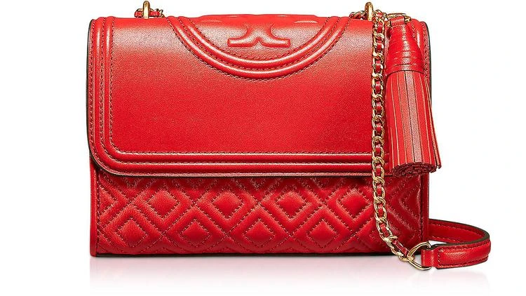 商品Tory Burch|Tory Burch Fleming Exotic 红色皮革小号可转换单肩包,价格¥3395,第1张图片