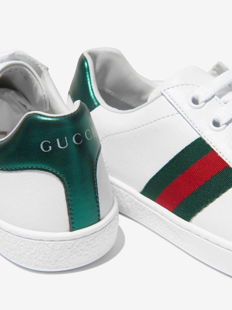 商品Gucci|Gucci Kids Leather Ace Trainers in White,价格¥2536,第4张图片详细描述