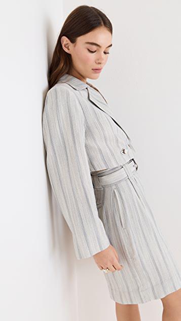 商品Ganni|垂褶条纹西装外套,价格¥1881,第6张图片详细描述
