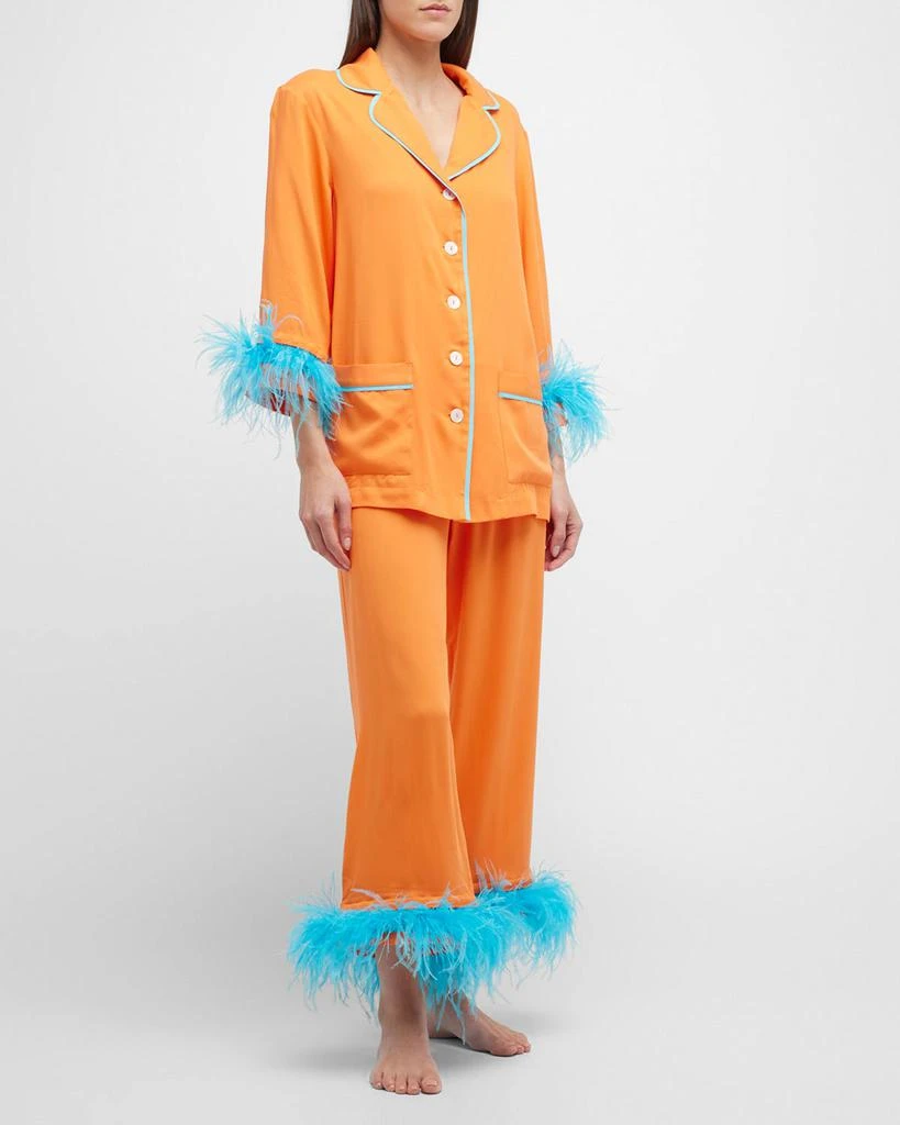 商品Sleeper|Cropped Feather-Trim Party Pajama Set,价格¥751,第1张图片