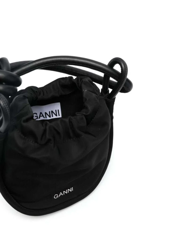 商品Ganni|small Knot Black Bucket Bag With Logo Detail In Recycled Nylon Woman,价格¥1475,第3张图片详细描述