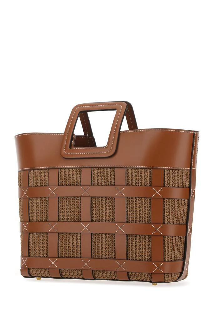 商品Staud|Brown leather and raffia Shirley shopping bag Nd Staud Donna,价格¥2161,第2张图片详细描述