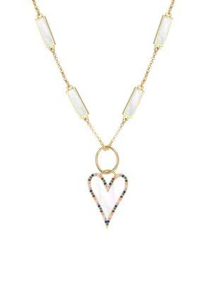 商品Gabi Rielle|Love Is Love 14K Gold Vermeil, Cubic Zirconia & Freshwater Pearl Heart Charm Necklace,价格¥727,第1张图片