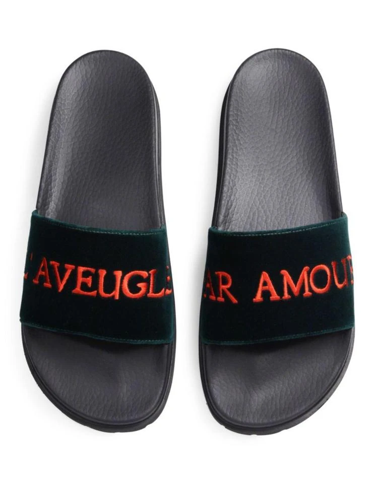 商品Gucci|Pursuit Trek Embroidered Velvet Slides,价格¥2775,第4张图片详细描述