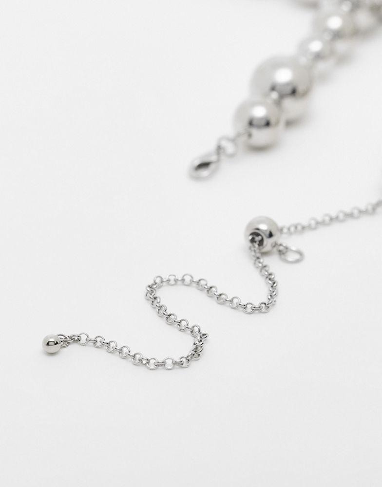 Reclaimed Vintage unisex bubble necklace in silver商品第4张图片规格展示