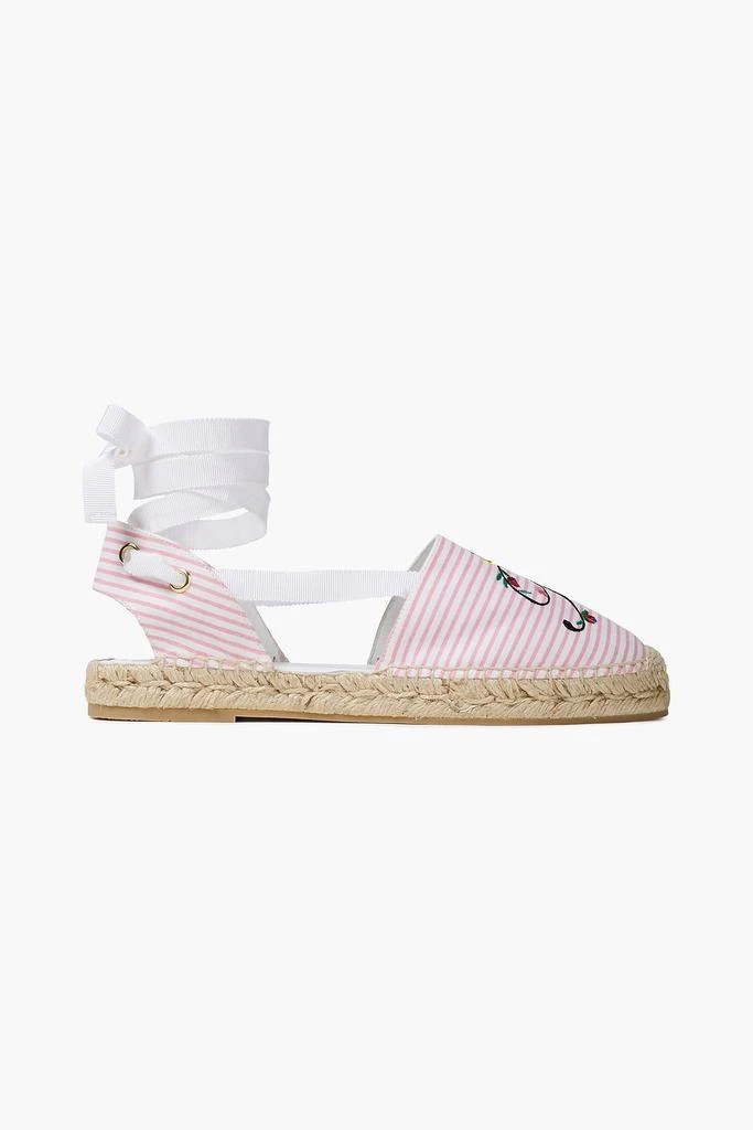商品Roger Vivier|Blooming RV embroidered striped canvas espadrilles,价格¥873,第1张图片