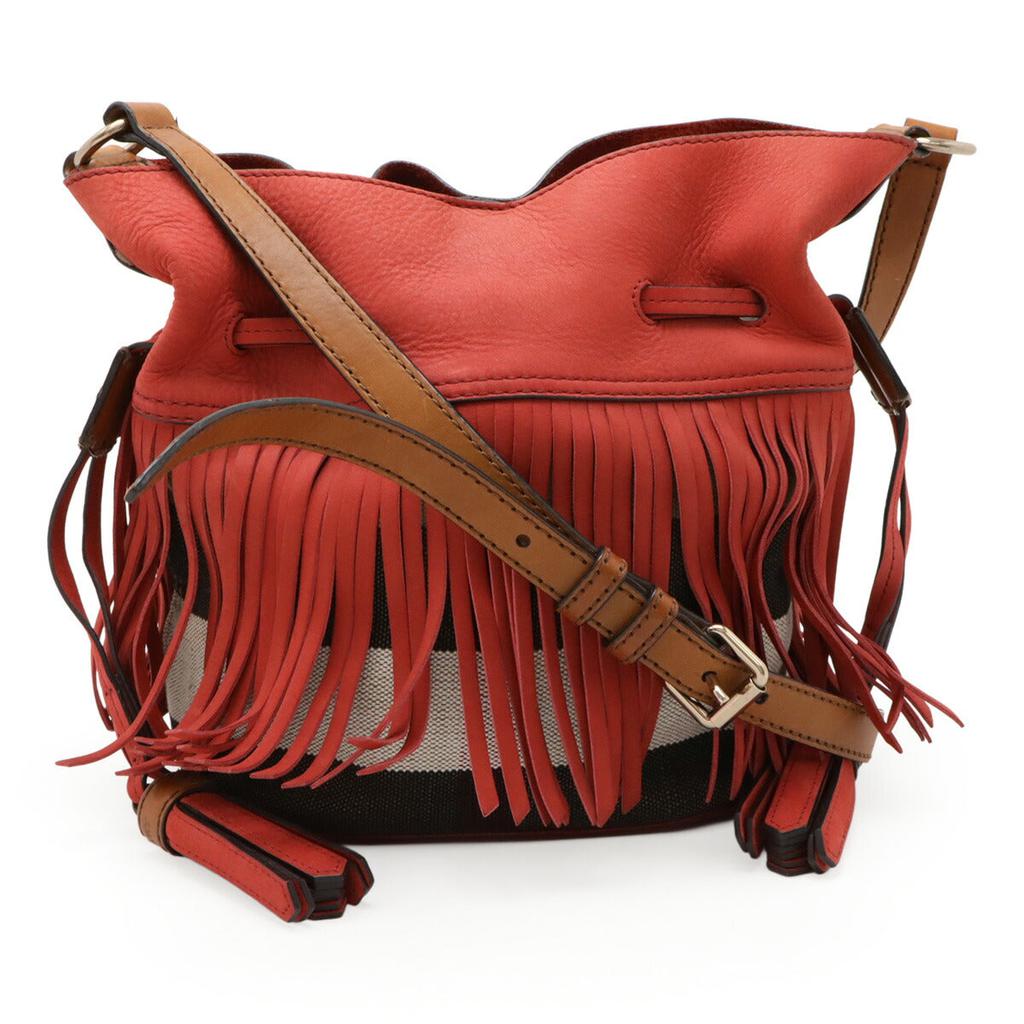 Sac bandoulière en daim et cuir à carreaux Nova à franges image 2