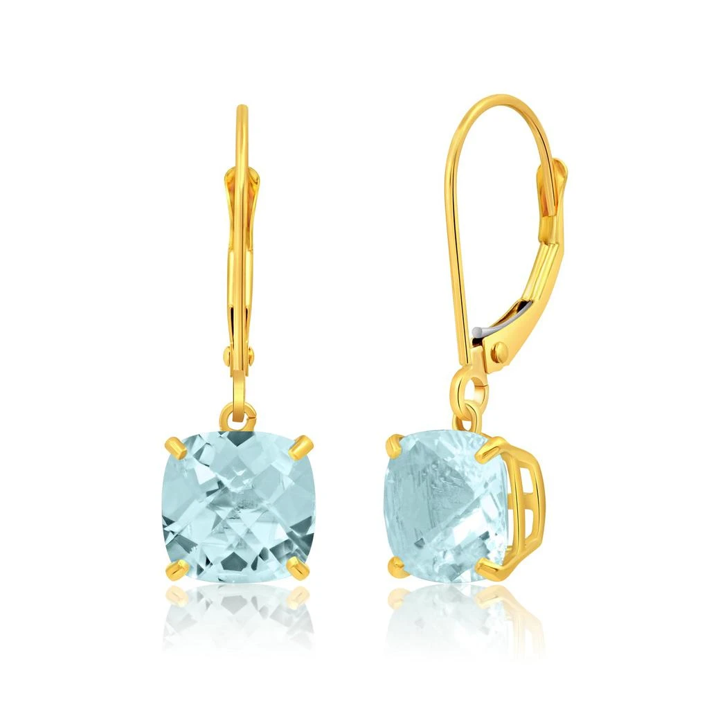 14k Solid Yellow Gold Gemstone Dangle Leverback Earrings (8mm) 商品