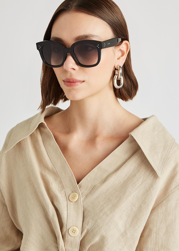 Black oversized square-frame sunglasses商品第4张图片规格展示