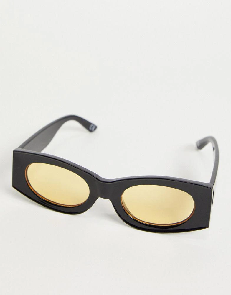 商品ASOS|ASOS DESIGN square sunglasses in black with amber lens,价格¥39,第2张图片详细描述