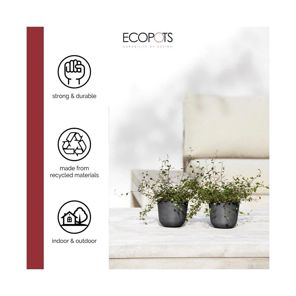 商品ECOPOTS|Oslo Plastic Flower Pot, Dark Grey, 4.5",价格¥86,第2张图片详细描述