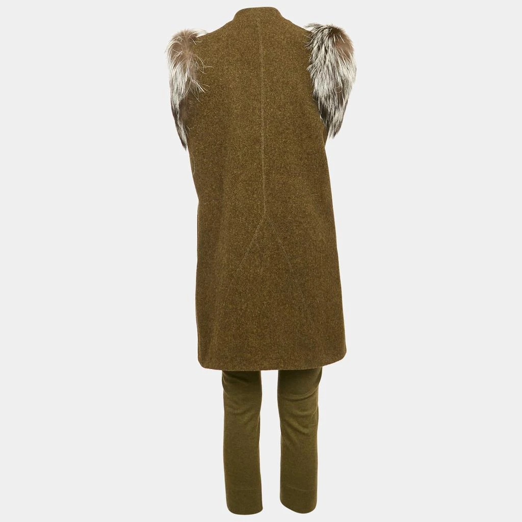 商品[二手商品] Fendi|Fendi Green Wool and Fur Trim Jacket and Leggings Set M/S,价格¥3632,第2张图片详细描述
