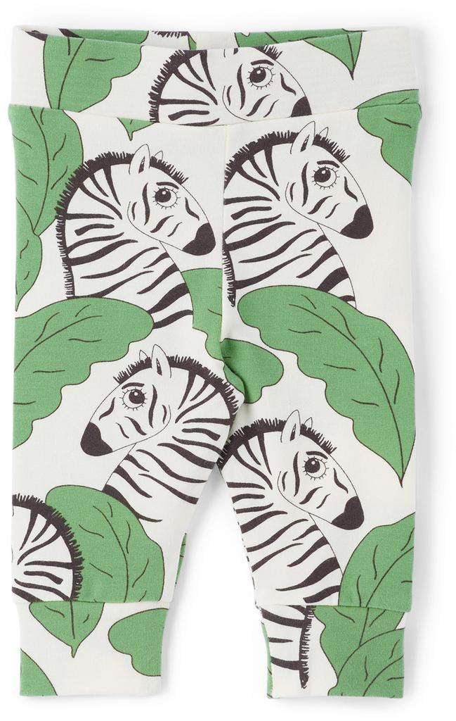 Baby Off-White & Green Zebra Leggings商品第1张图片规格展示
