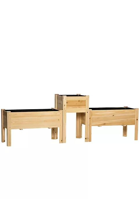 商品belk|Raised Garden Bed Set Of 3 Elevated Wood Planter Box With Legs And Bed Liner For Backyard And Patio To Grow Vegetables Herbs And Flowers Natural,价格¥1853,第1张图片