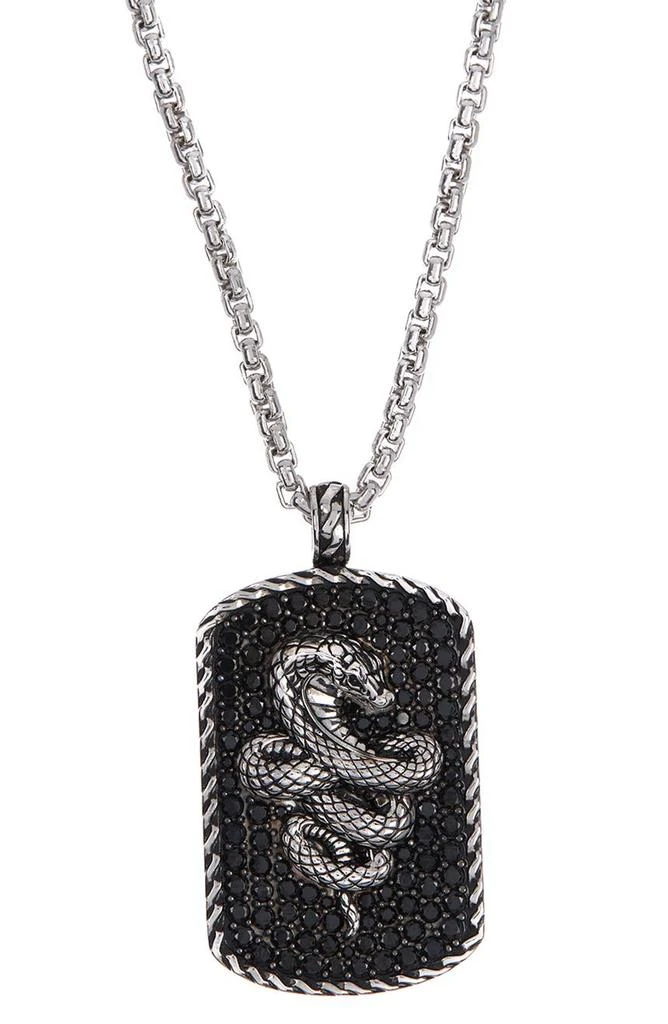商品Effy|Sterling Silver Pave Black Spinel Snake Dog Tag Pendant Necklace,价格¥1477,第1张图片