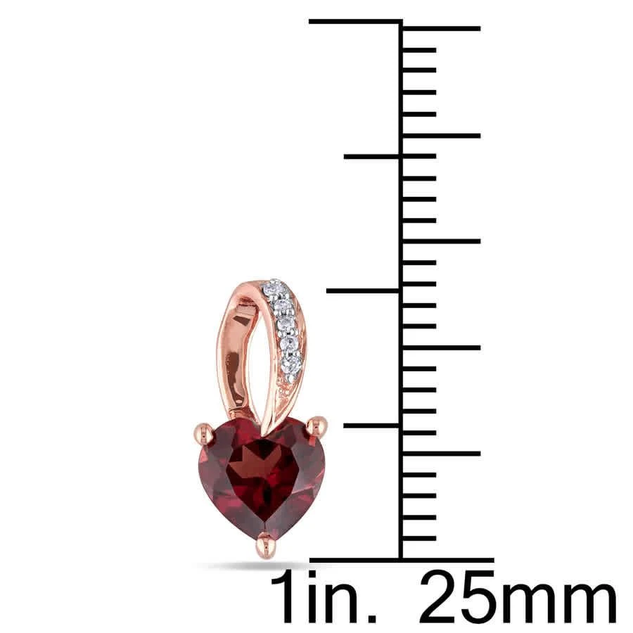 商品Amour|AMOUR Heart Shaped Garnet Earrings with Diamonds In 10K Rose Gold,价格¥960,第2张图片详细描述
